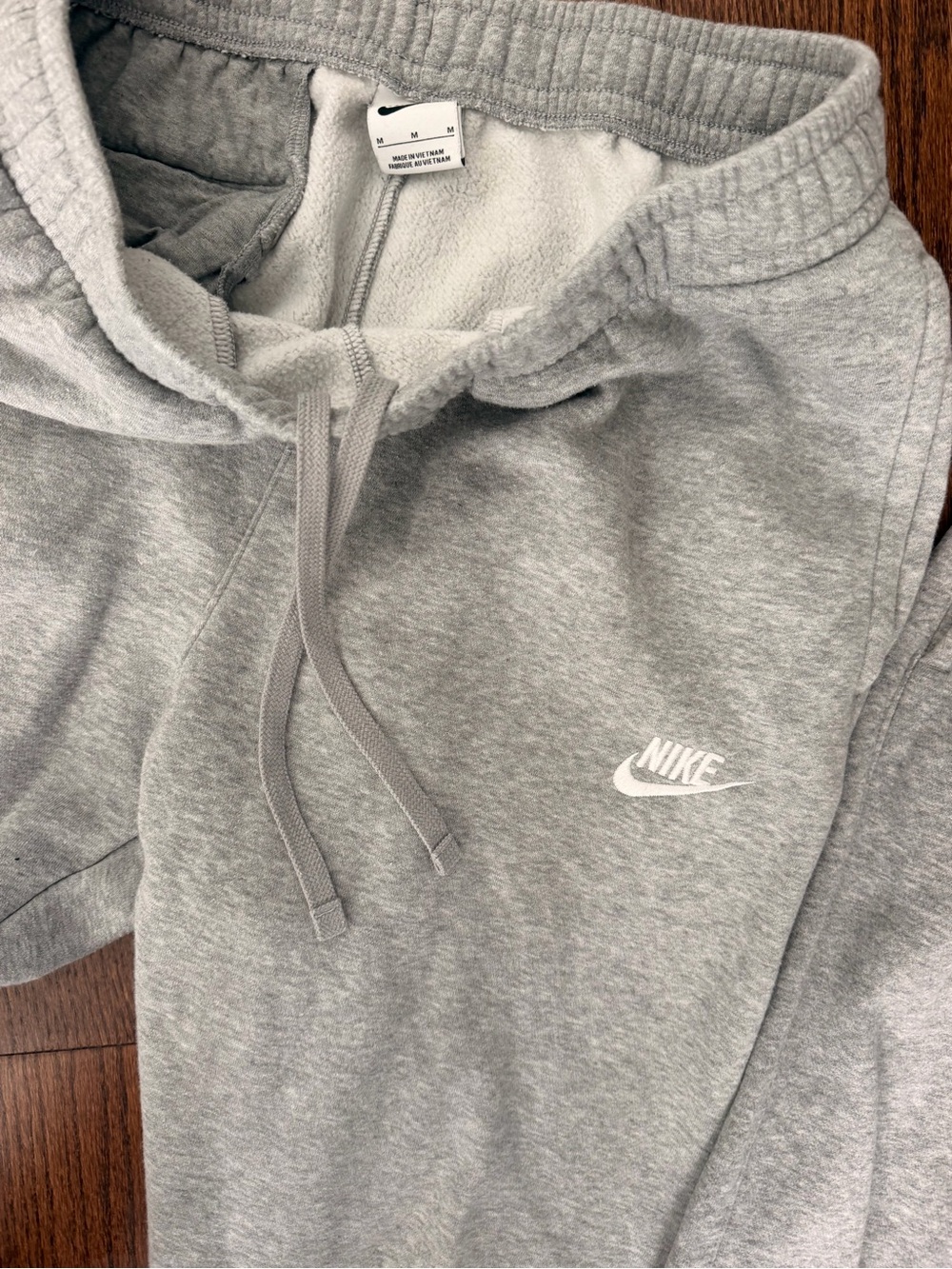 Nike 2 x men’s size medium Light Gray Fleece Joggers with White Logo
